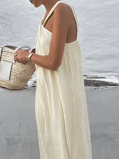 Creamy Halter Long Dress - Chic Rio