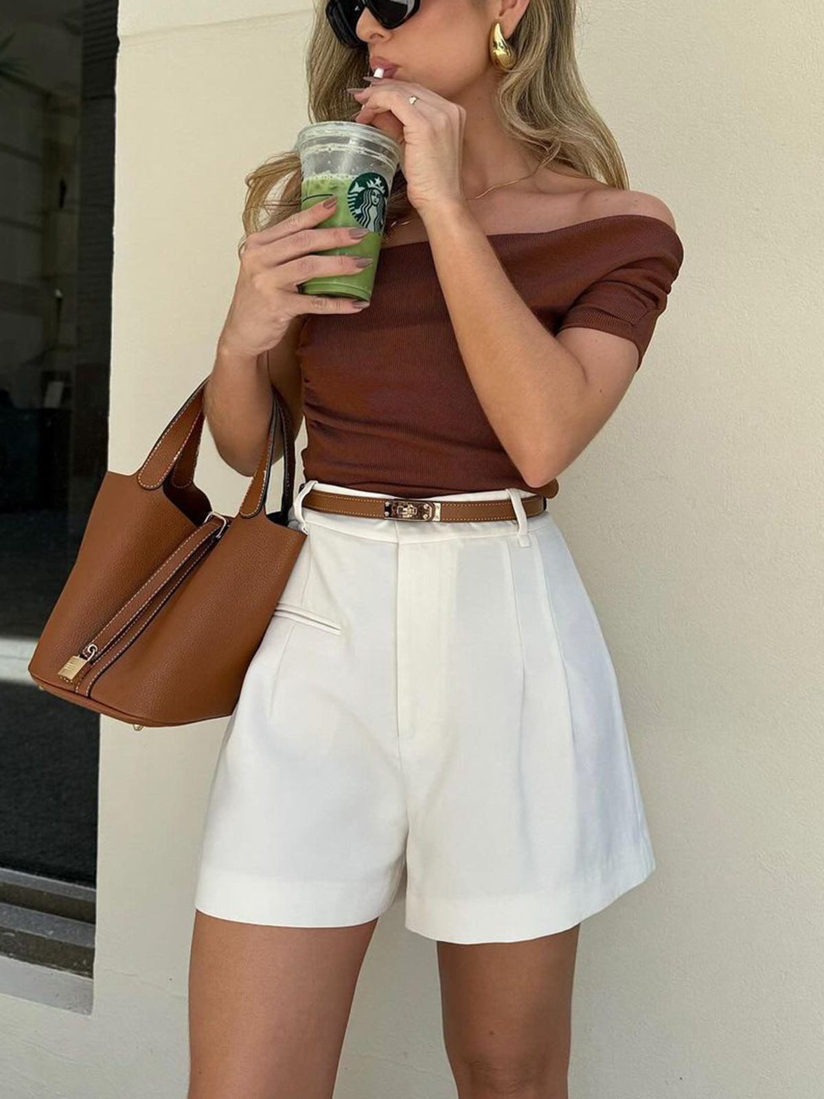 Semi-Sheer Mid-Waist Shorts Without Belt - Chic Rio