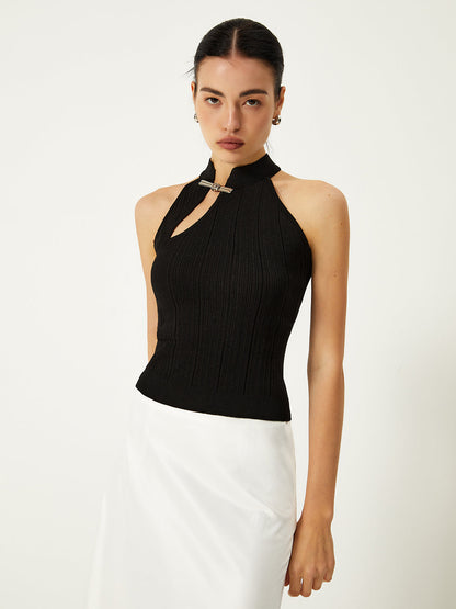 Asymmetrical Button Sweater Vest - Chic Rio
