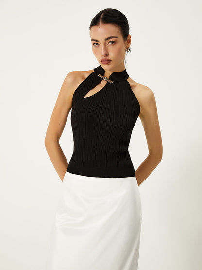 Asymmetrical Button Sweater Vest - Chic Rio