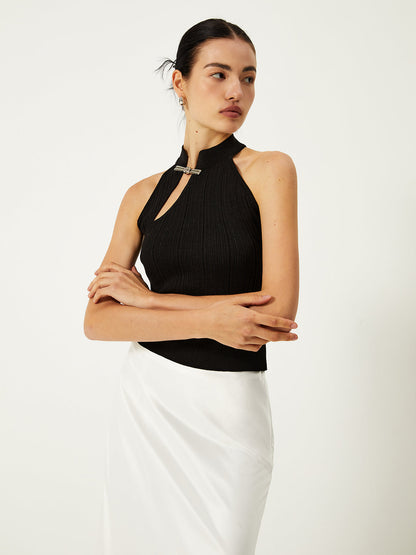 Asymmetrical Button Sweater Vest - Chic Rio