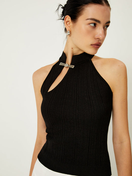 Asymmetrical Button Sweater Vest - Chic Rio