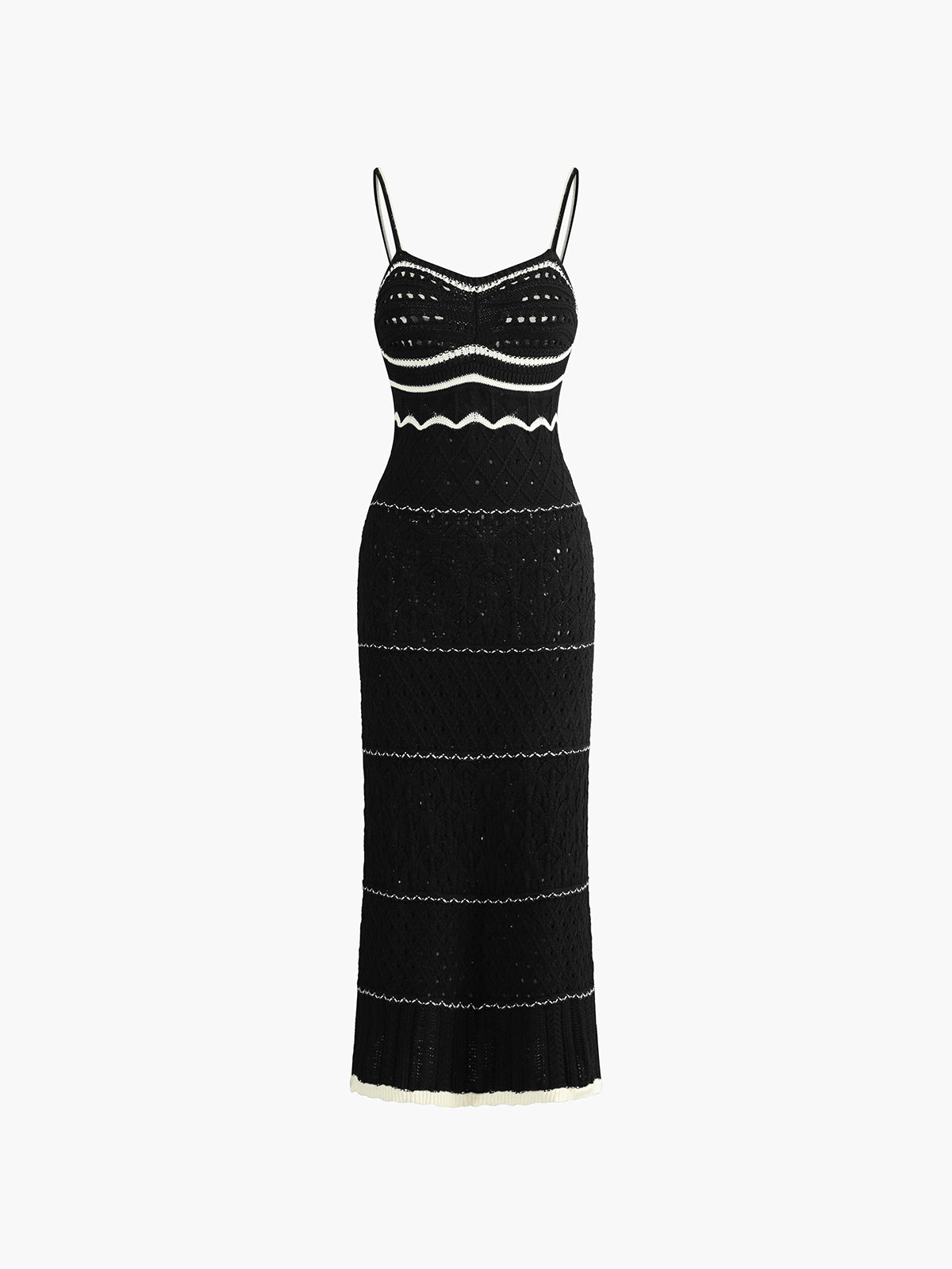 paros crochet eyelet see through midi dress Paros Crochet Eyelet See Through Midi Dress(Black/L)