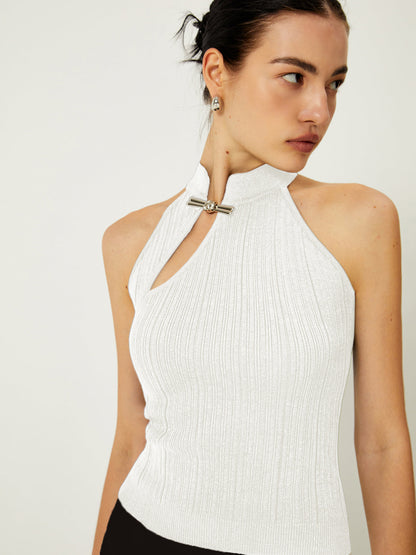 Asymmetrical Button Sweater Vest - Chic Rio
