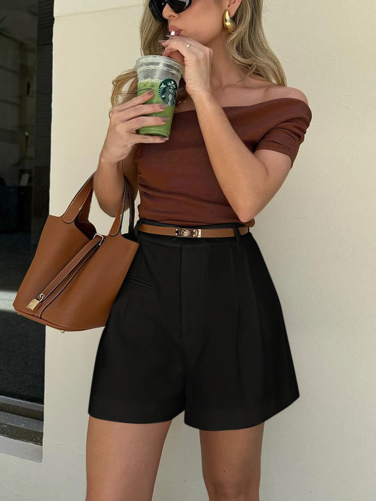 Semi-Sheer Mid-Waist Shorts Without Belt - Chic Rio
