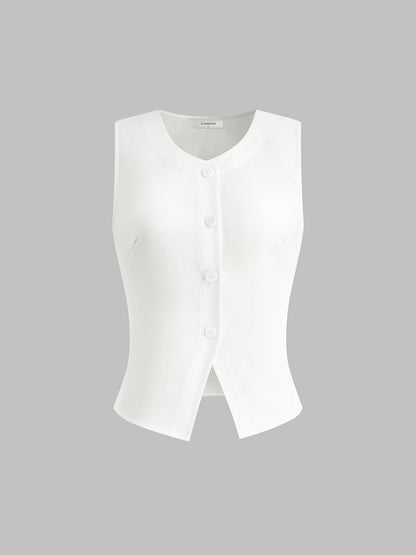 Linen Blends Button Up Tank Top - Chic Rio