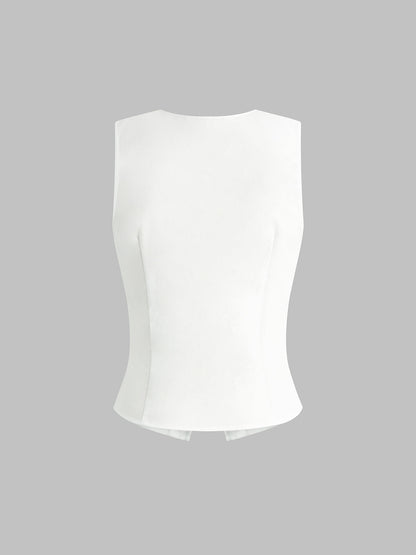 Linen Blends Button Up Tank Top - Chic Rio