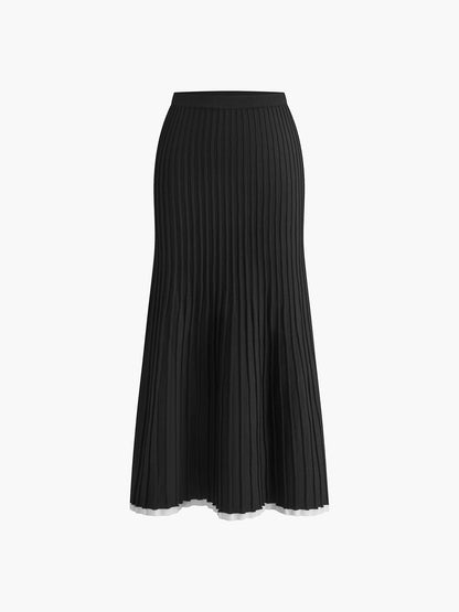 Minimalism Contrast Trim Sweater Skirt Set - Chic Rio