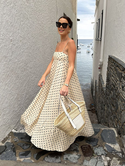 Printed Spaghetti Strap Long Dress - Chic Rio