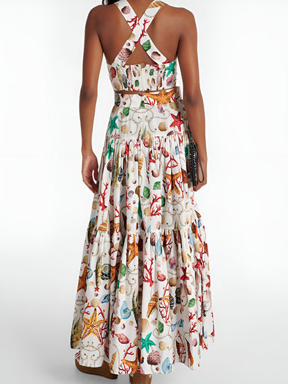 Printed Pleated Skirt Set - Chic Rio