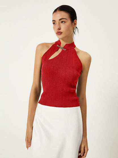 Asymmetrical Button Sweater Vest - Chic Rio
