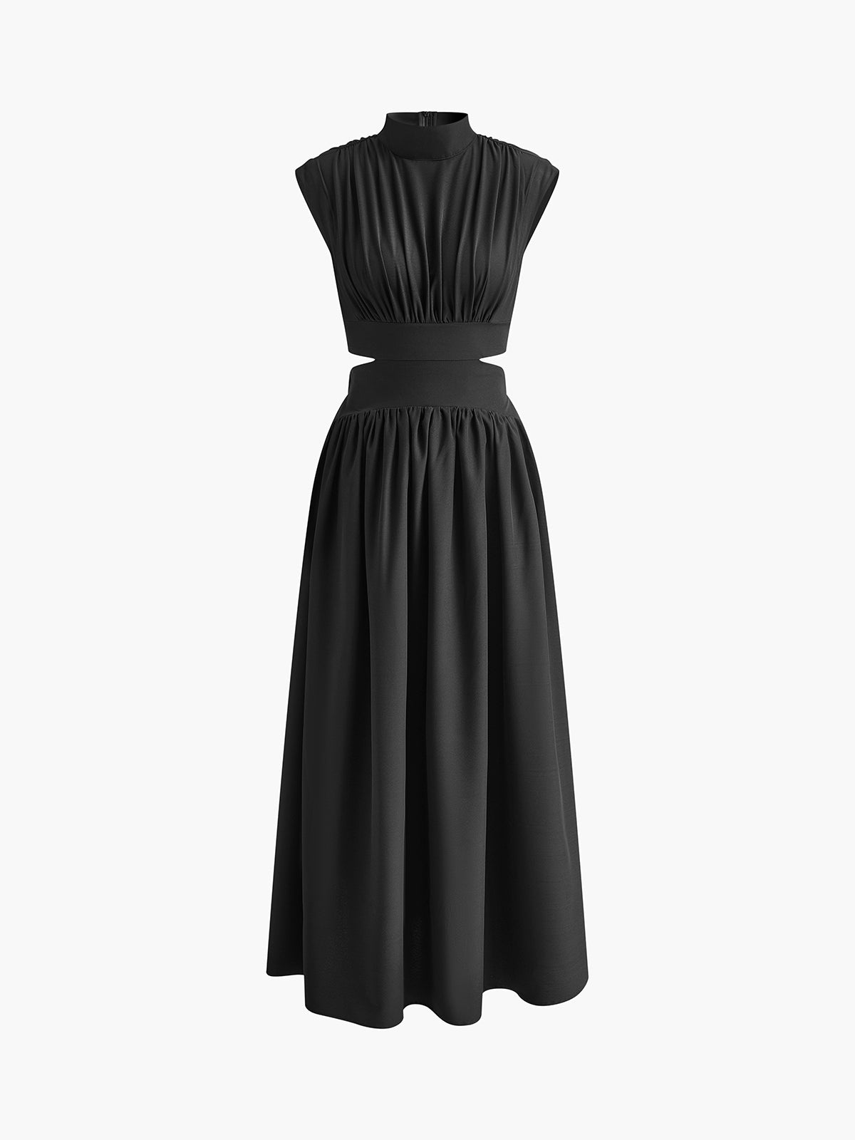 Mock Neck Cut Out Long Dress - Chic Rio