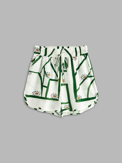 Print Drawstring Shorts Set - Chic Rio