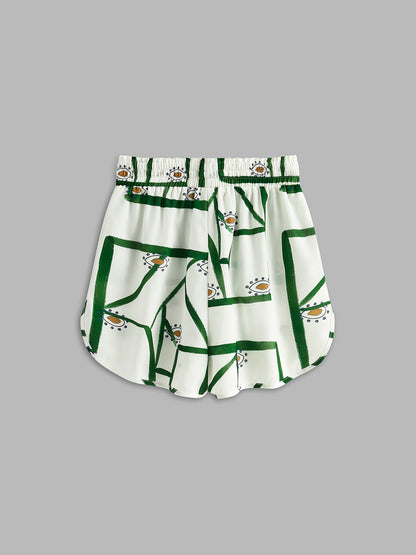 Print Drawstring Shorts Set - Chic Rio