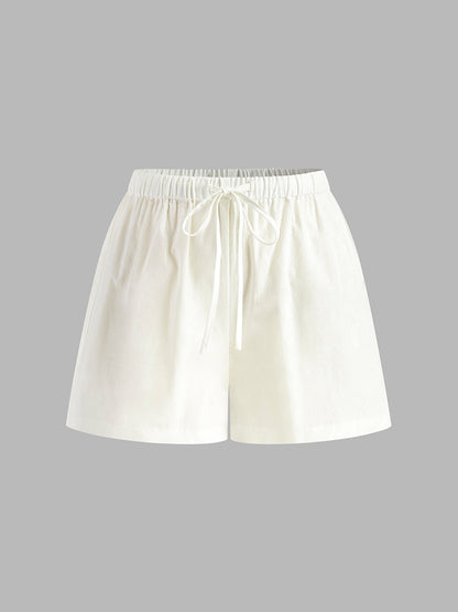 Drawstring Split Casual Shorts Set - Chic Rio