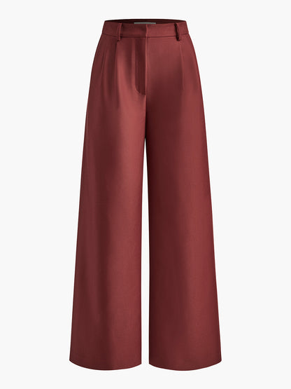 Solid Wide Leg Pants Without Belt - Chic Rio