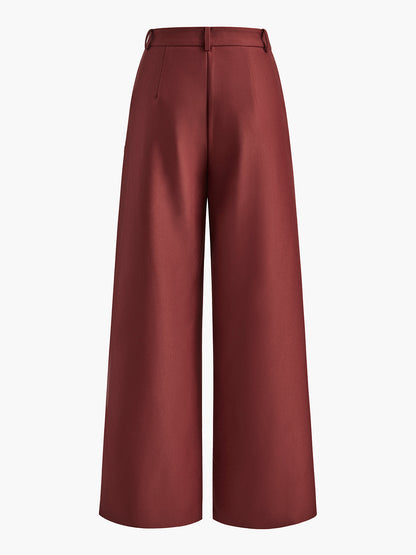 Solid Wide Leg Pants Without Belt - Chic Rio