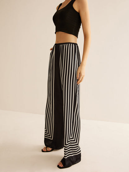 Geometric Pinstripe Satin Pants - Chic Rio