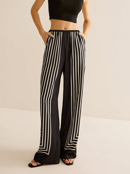 Geometric Pinstripe Satin Pants - Chic Rio