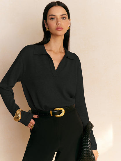 Leisure Collared Pullover Sweater - Chic Rio