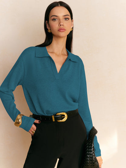 Leisure Collared Pullover Sweater - Chic Rio
