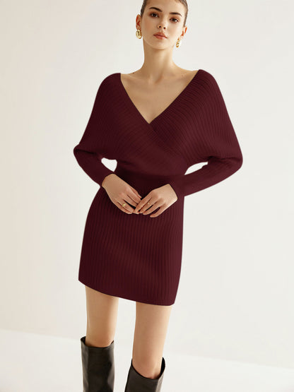 Criss Cross Cinched Sweater Dress - Chic Rio