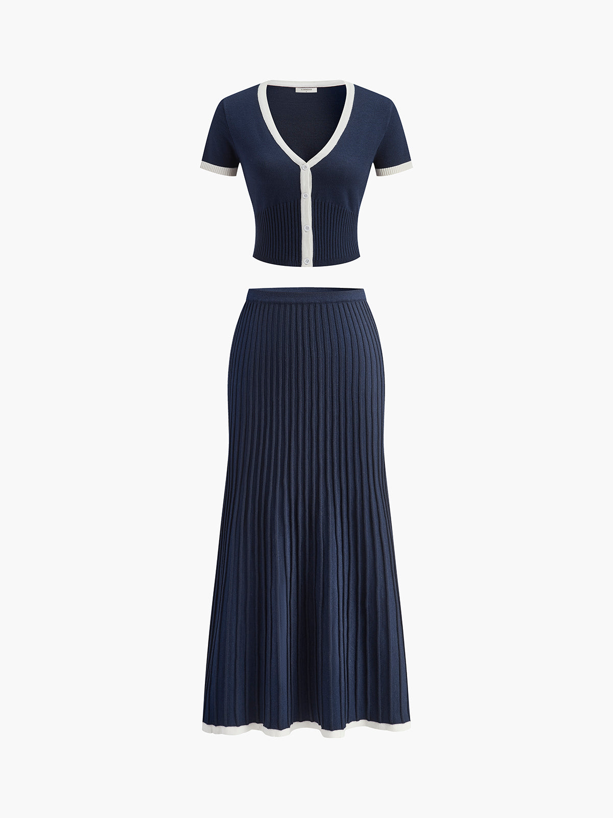 Minimalism Contrast Trim Sweater Skirt Set - Chic Rio
