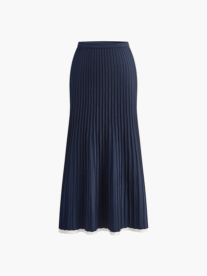 Minimalism Contrast Trim Sweater Skirt Set - Chic Rio