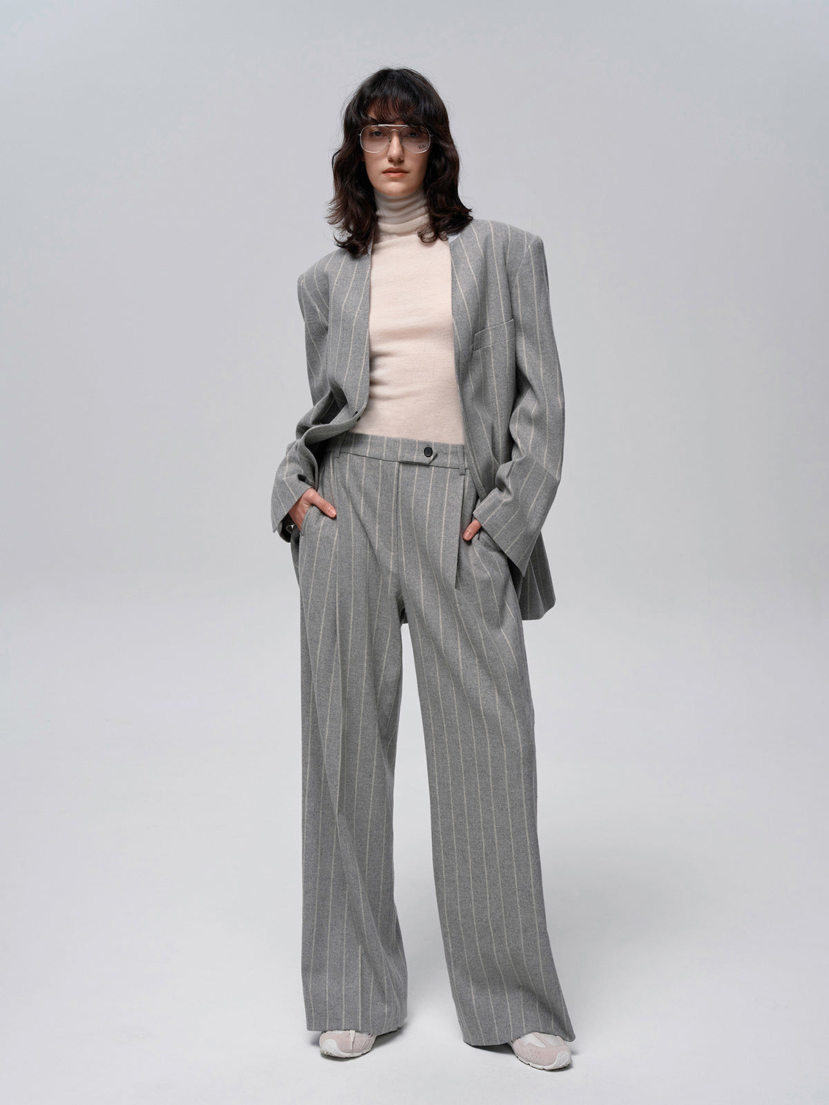 Wool-Blend Pinstripe Tweed Pants - Chic Rio
