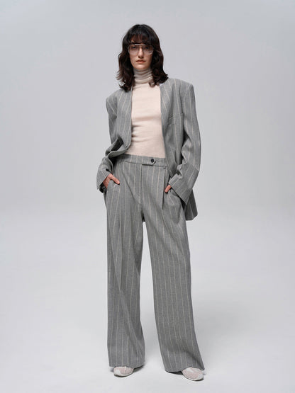 Wool-Blend Pinstripe Tweed Pants - Chic Rio
