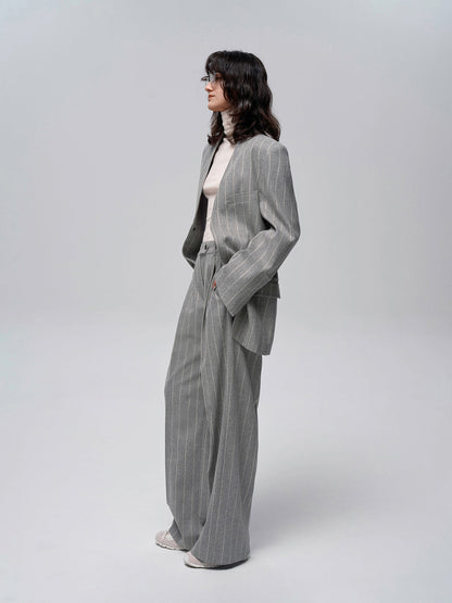 Wool-Blend Pinstripe Tweed Pants - Chic Rio