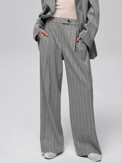 Wool-Blend Pinstripe Tweed Pants - Chic Rio