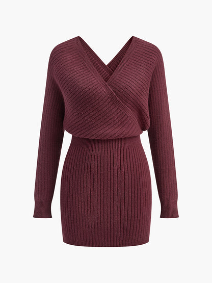 Criss Cross Cinched Sweater Dress - Chic Rio