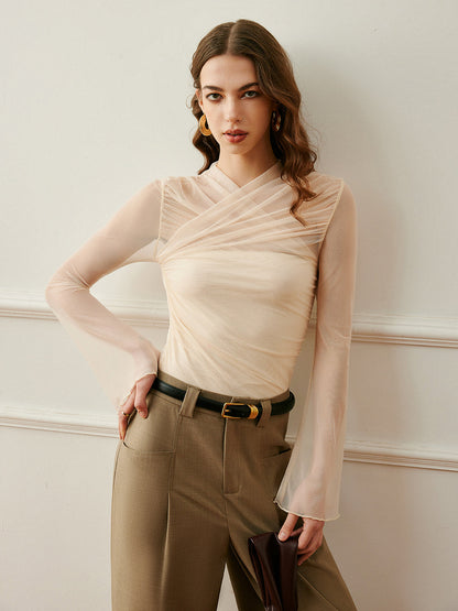 Cross-Wrap Semi-Sheer Top - Chic Rio