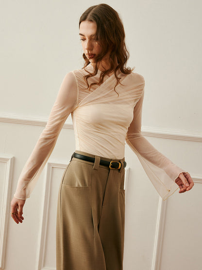 Cross-Wrap Semi-Sheer Top - Chic Rio