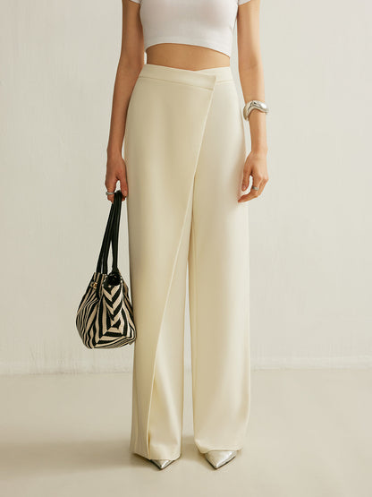 Asymmetrical Cross Wrap High-Waist Pants - Chic Rio