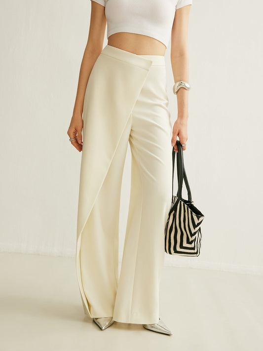 Asymmetrical Cross Wrap High-Waist Pants - Chic Rio