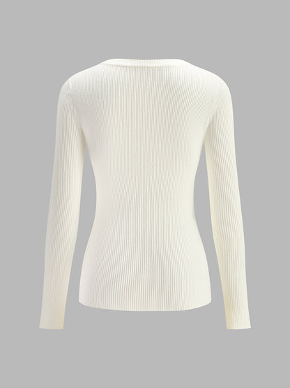 Plain Asymmetrical Breasted Sweater - Chic Rio