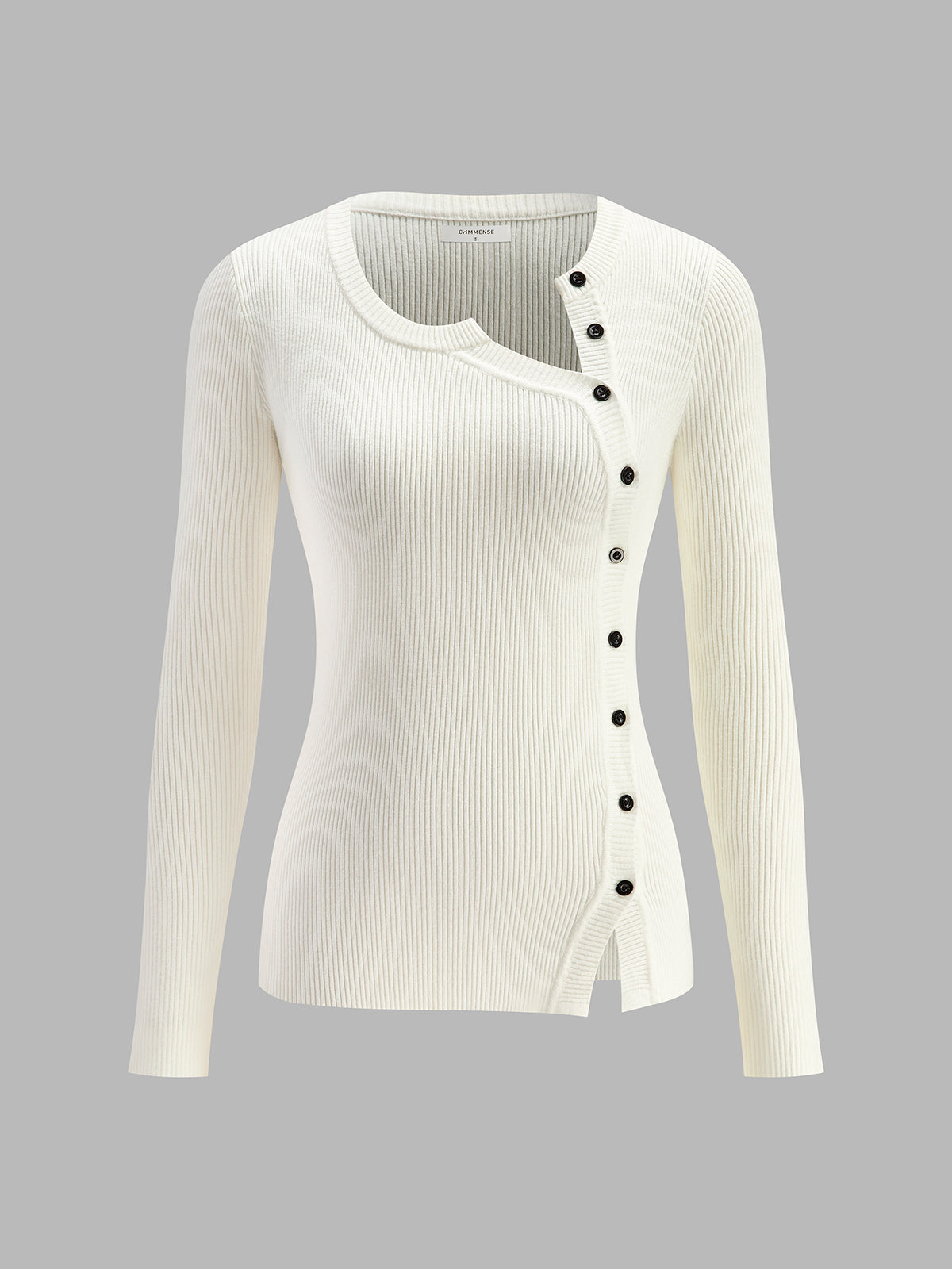 Plain Asymmetrical Breasted Sweater - Chic Rio