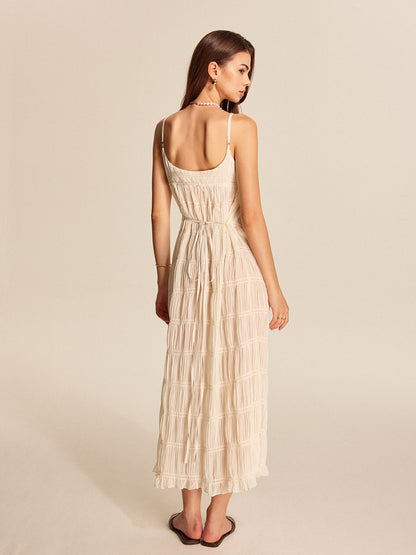 Semi-Sheer Strappy Pleated Dress - Chic Rio