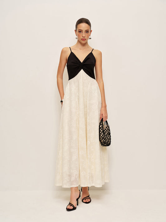 Two-Tone Twist-Front Cami Dress - Chic Rio