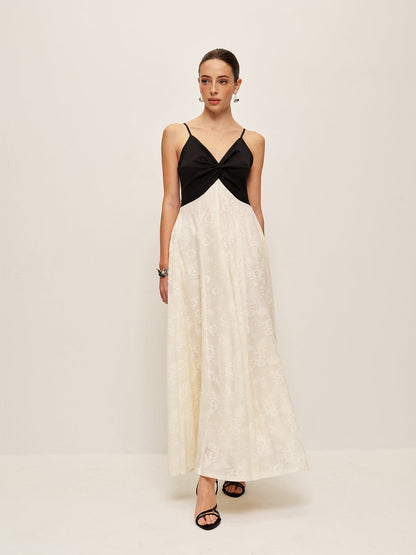 Two-Tone Twist-Front Cami Dress - Chic Rio