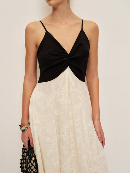 Two-Tone Twist-Front Cami Dress - Chic Rio