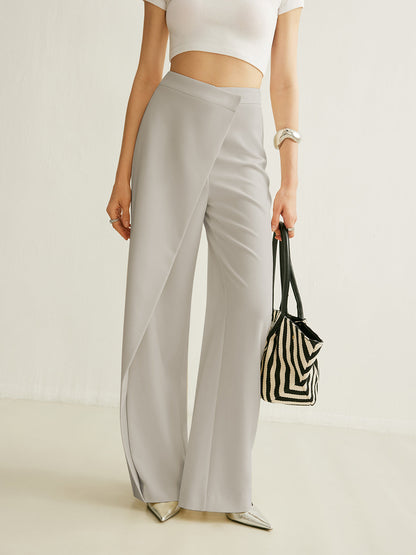 Asymmetrical Cross Wrap High-Waist Pants - Chic Rio