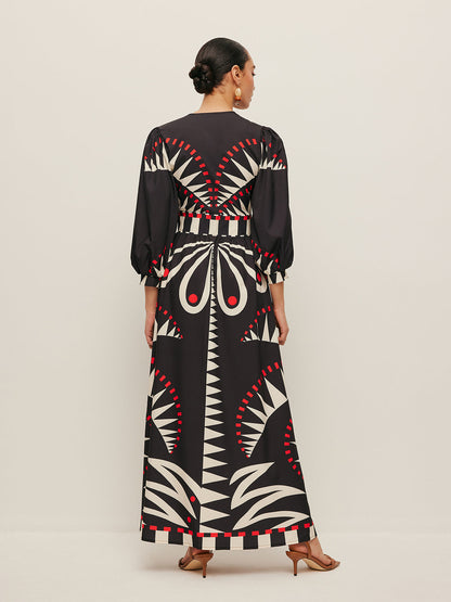 Boho Print V-Neck Split Dress - Chic Rio