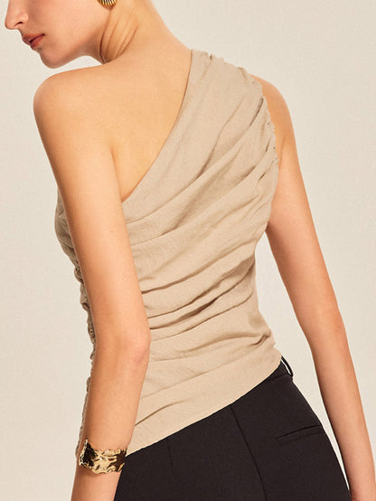 Ruched Side One-Shoulder Top - Chic Rio