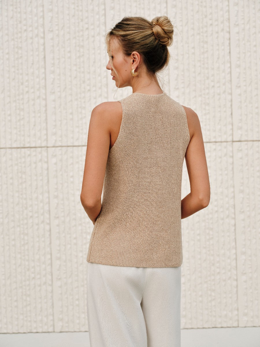 Halter Cross-Over Collar Tank Top - Chic Rio