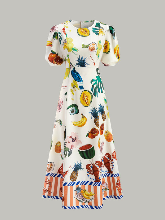Boho Print Puff Sleeve Dress - Chic Rio