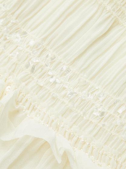 Smocked Halter Crop Top With Tiered Skirt Set - Chic Rio
