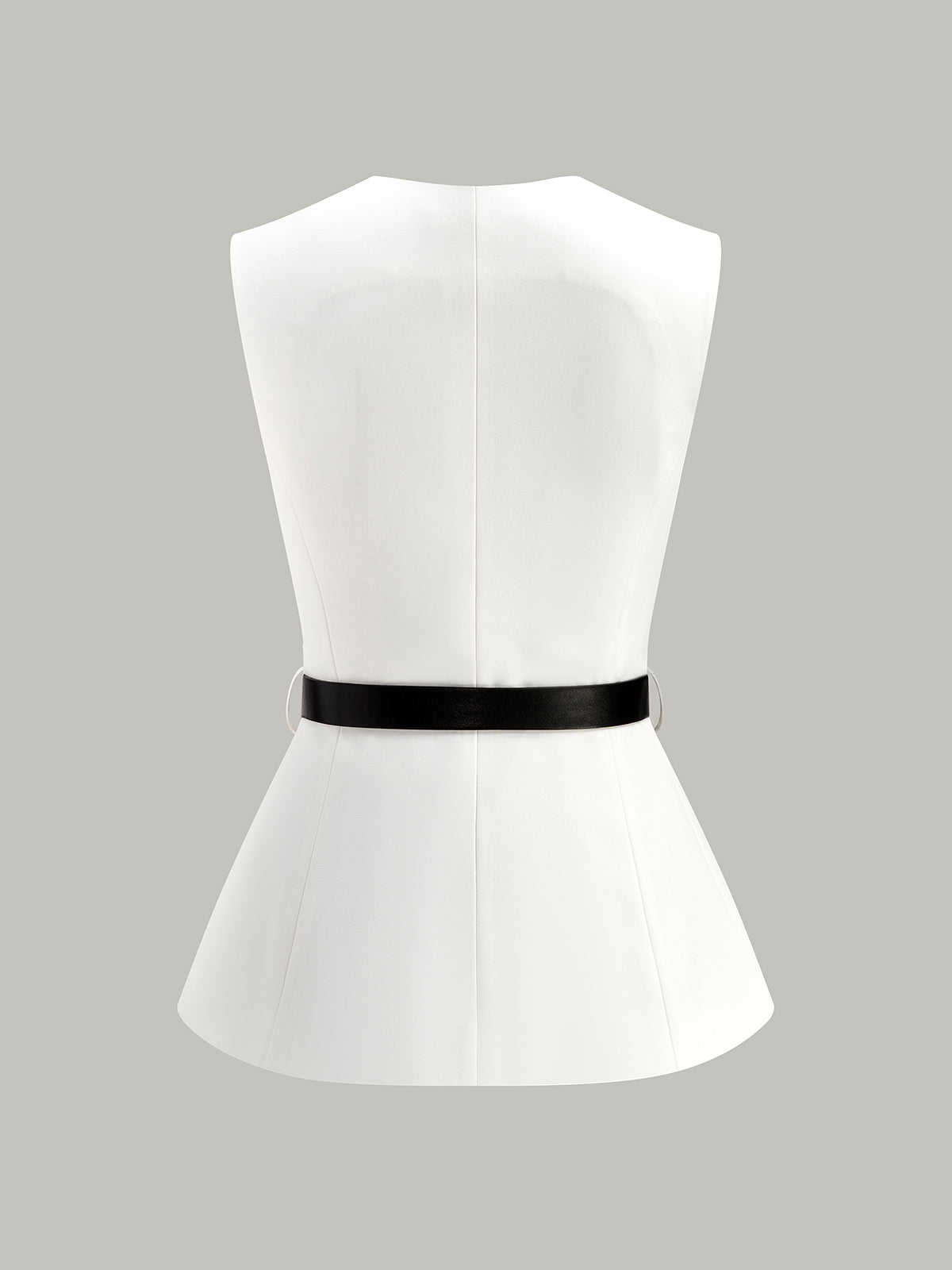 Button Detail Pockets Top With Belt - Chic Rio